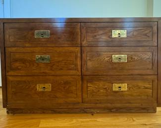 Mid-Century Henredon Campaign Six Drawer Bureau / Sideboard.