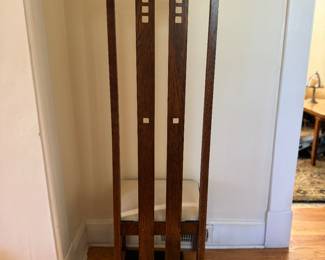 Pair of Arts & Crafts High Back Chairs In The Style of Charles Rennie Mackintosh. Each Measures 18" W x 15" D x 60". Photo 4 of 4.