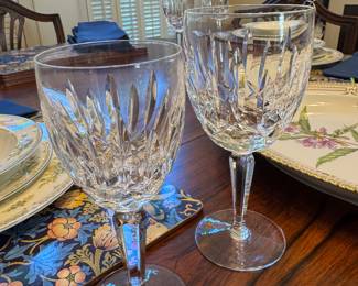 Waterford Crystal Lismore Stemware: Set of 12 White Wine & 10 Red Wine.