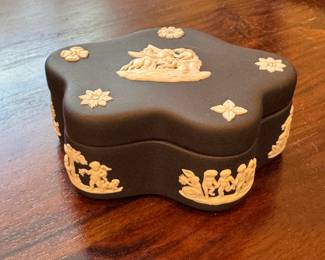 Wedgwood Black Jasperware Lidded Jar. Photo 1 of 3.