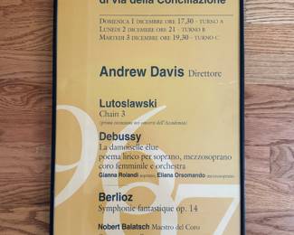 Concert Poster. Andrew Davis Conducts His Wife, Gianna Rolandi, At His Alma Mater Accademia Nazionale Di Santa Cecilia.