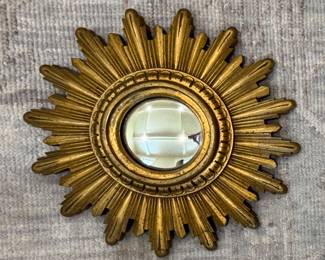 Vintage French Convex Sunburst Mirror, Circa 1960. Measures 12" D.