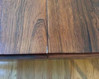 One Small Flaw In The Finish. Vintage Walnut Extension Dining Table. Measures 42" W x 78" L x 30" H with 26" Clearance. Extends to 94" L with 16" Leaf. Photo 3 of 5.