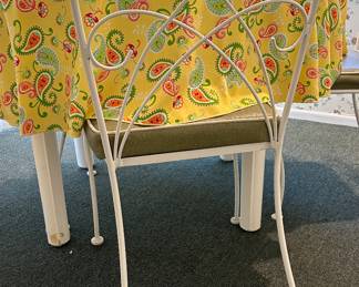 Vintage White Wrought Iron Garden Dining Chairs