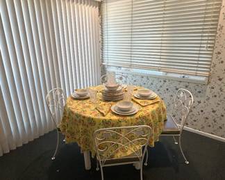 Vintage White Wrought Iron Garden Dining Chairs