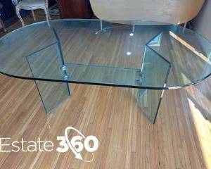  Vintage Thick Oval Glass Dining Table