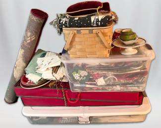 Christmas Mystery Lot Decor, Gift Wrap, Rug And More