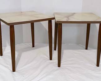 Two Small Tables With Faux Marble Top