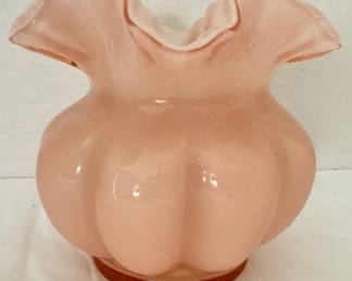 Fenton Pink Encased Ruffled Glass Vase