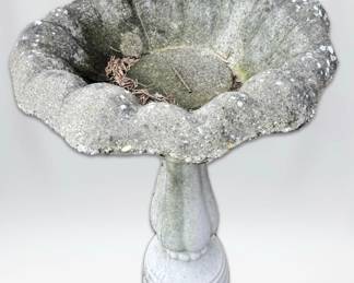 Two Piece Concrete Birdbath