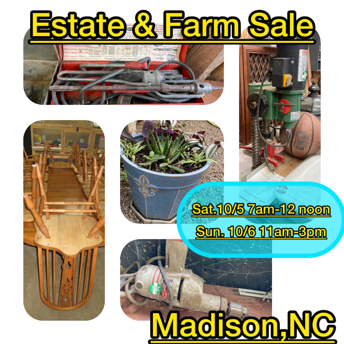 Sale Saturday & Sunday we are off of Bald Hill Loop Rd. In Madison, NC watch for signs. 