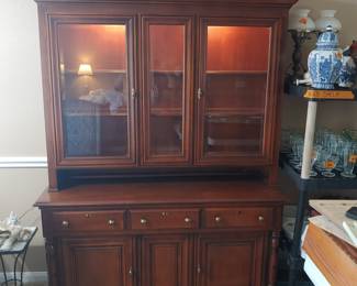 Tell City Solid Wood Lighted Hutch