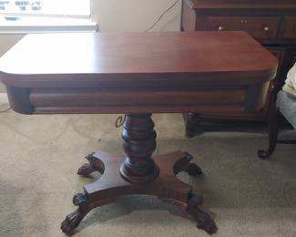 Antique Folding Top Solid Wood Game Table