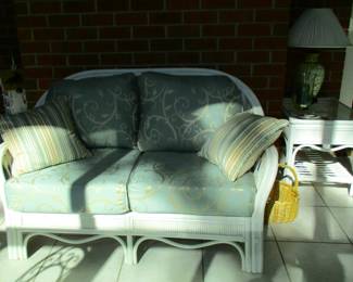 Rattan Love Seat...Rattan Side Table...