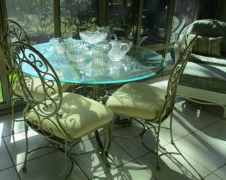 Glass top Iron Table & 4 Chairs