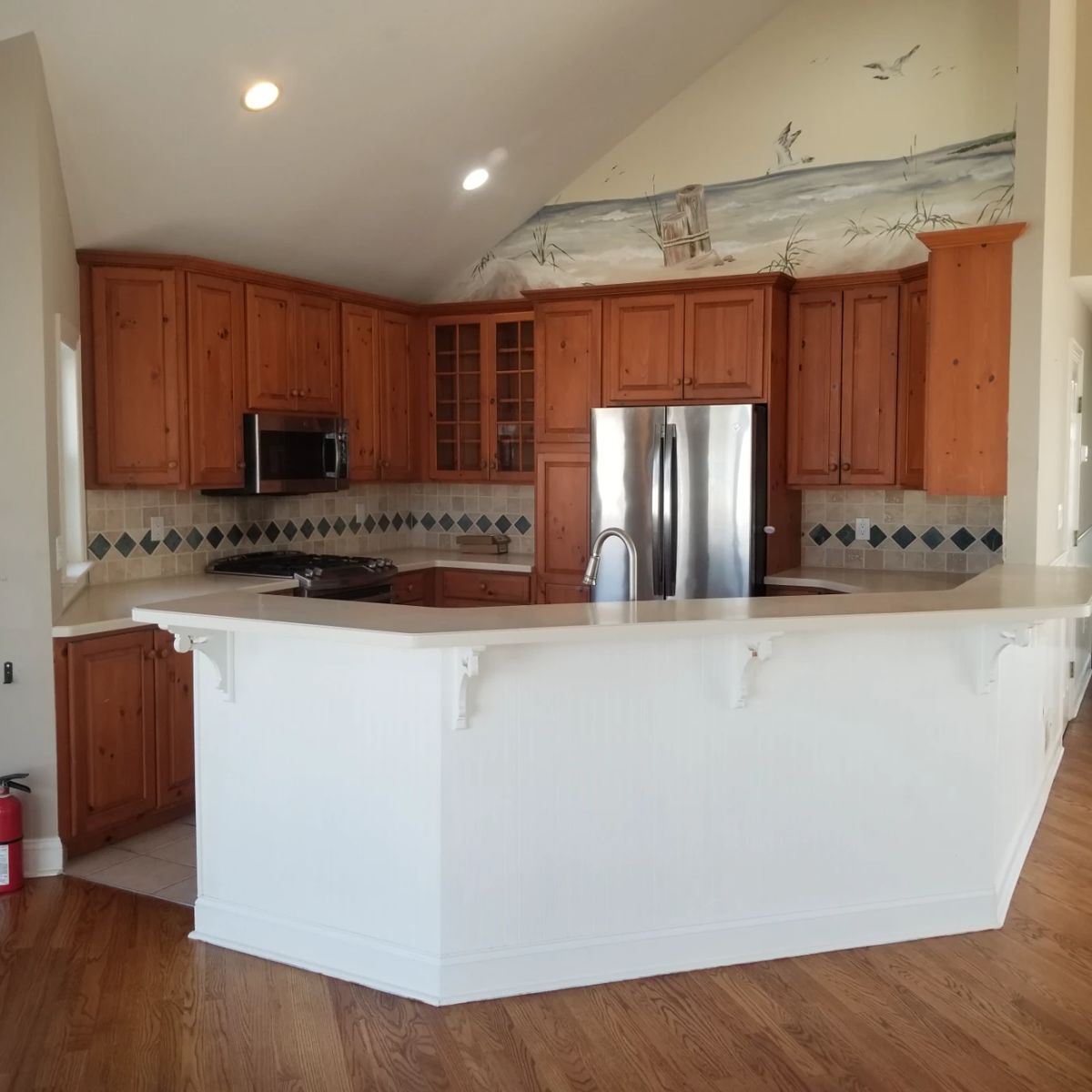 Handsome wood kitchen cabinetry