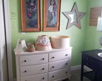 6-drawer dresser; vintage artwork