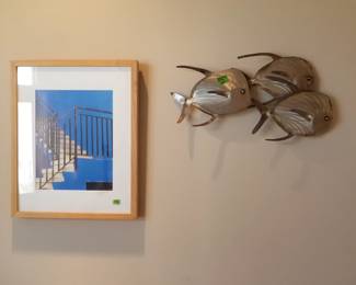 Artwork; metal sculpture both signed by the artist