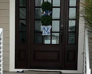 Mahogany front door with two side lights - professionally removed & ready to go! 