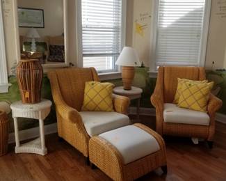 Chairs & ottoman by Palecek