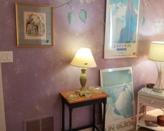 Accent tables; art; table lamps