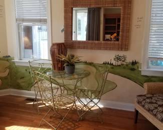 Glass top wrought iron dining set seats 3