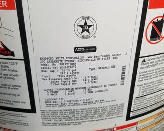 Bradford White 75-gallon GAS hot water heater
