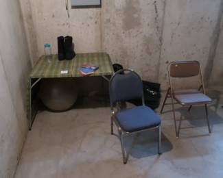 metal  folding  table,  chairs