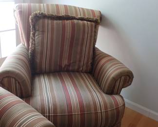 one  of  two  stripe  chairs  by  Broyhill