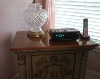 Romweber  night  stand   18"  x  28"  crystal  lamps  are  sold