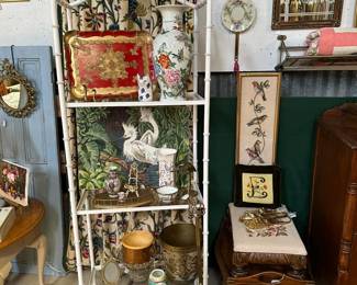 pair of white bamboo stands