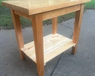 wooden island workspace