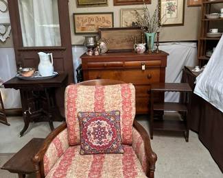 fab antique door, dresser, embroidery