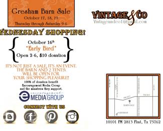 Notice the Early Bird shopping is a $10 cash fee, all other days are free admission