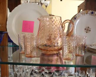 Depression glass juice/lemonade set