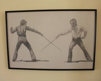 Sword fght etching by a local artist