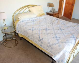 Brass frame bed with matching table