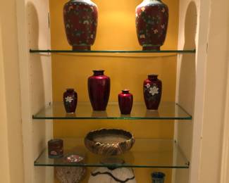 Selection of cloisonne and art pottery