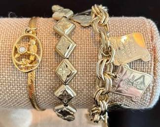 Vintage 10 Commandments Gold Complementary Bracelets