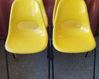  Bright Yellow MCM Acrylic Chairs