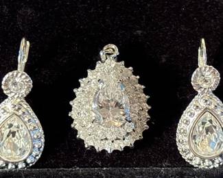 Faux Diamond Pendants Napier Earrings