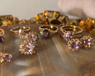 Light PurplePink RingsEarring Sets