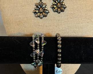 Black Beaded Necklaces WSnake Like Hoop Earrings