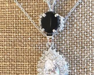 925 Faux Diamond Necklace W.925 Pendant Plus