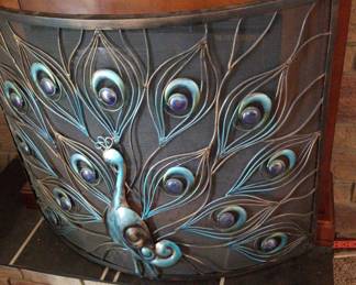 Beautiful Unique Peacock Fireplace Screen