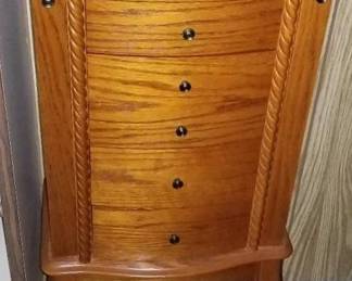 Tall Oak Jewelry Cabinet