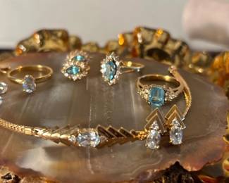 Light Blue Stone w Faux Diamond Jewelry Sets