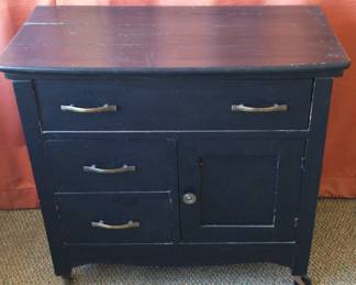 Small Black Painted Wood Cabinet