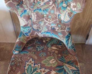 Blue, Green Brown Velveteen Side Chair