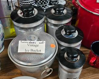 VINTAGE ICE BUCKET AND CANISTERS